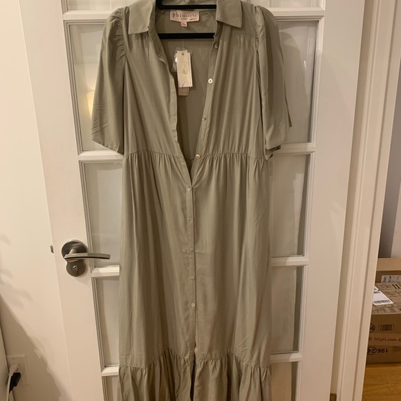 Philosophy Short Sleeve Midi Cactus Green Dress Size Small - Picture 2 of 5